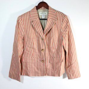 Orvis Size 6 Women's Linen Striped Blazer